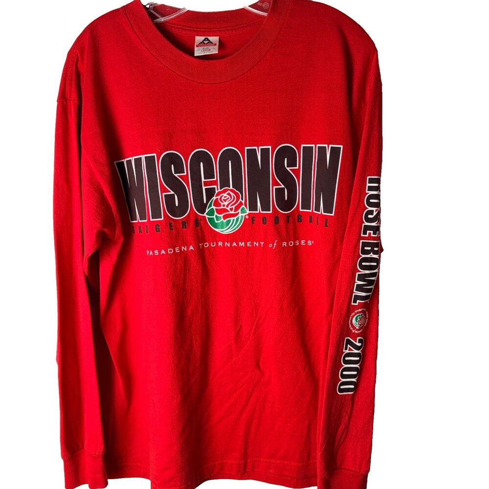 Vintage Wisconsin Badgers 2000 Rose Bowl Champion L Long Sleeve T-Shirt Men NCAA